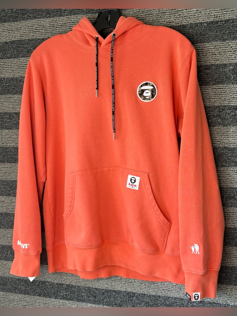 Aape by Bathing Ape Bape Orange Pullover Hoodie Sweatshirt Medium EUC